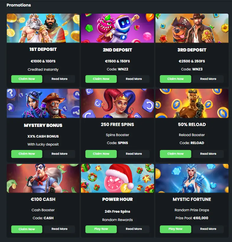 Winnings Casino Bonusar